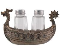 Saliera e pepe nordica "Drakar" - Nave vichinga con spargitori di vetro