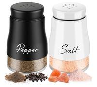 Saliera e Pepiera 2 Pezzi Set - 5 Once Fondo di Vetro Sale e Pepe, con Spargisale Pepe Coperchio, per la Casa e la Cucina Stile Classico da Ristorante - Nero&Bianca