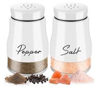 Saliera e Pepiera 2 Pezzi Set - 5 Once Fondo di Vetro Sale e Pepe, con Spargisale Pepe Coperchio, per la Casa e la Cucina Stile Classico da Ristorante - Bianca