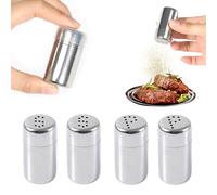 Saliera e pepiera 4 pezzi, saliera piccola, mini saliera bottiglia di spezie da 5 ml, barattolo di pepe in acciaio inox con coperchio Fori a forma di S/P, per bento box, casa, barbecue all'aperto