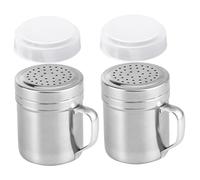 Saliera e pepiera in metallo con manico 2 pezzi agitatori per spezie in acciaio inossidabile con fori e coperchi saliera per cucina 2, 8x3, 7 pollici