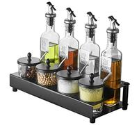 saliera, Set da 3 o 4 bottiglie for olio e aceto, supporto in acciaio inossidabile, adatto for la cucina - set pezzi(4 piece set)