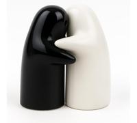 Saliere da cucina ad abbraccio, saliera da tavola in ceramica, set saliera e pepe bianco e nero a forma di fantasmita, adatto per saliera e zuccheriera cucina
