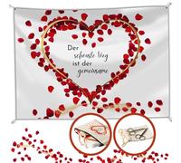 Salilena® Cuore di nozze da ritagliare (200 x 180 cm) con 2 forbici e sacchetto con cerniera riutilizzabile in cotone, cuore da ritagliare, design unico, ufficio di registro sorpresa