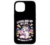 Salire di livello nella vita uno spuntino alla volta Unicorn Gamer Custodia per iPhone 15