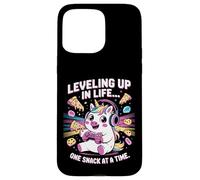 Salire di livello nella vita uno spuntino alla volta Unicorn Gamer Custodia per iPhone 15 Pro Max