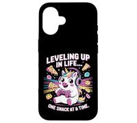 Salire di livello nella vita uno spuntino alla volta Unicorn Gamer Custodia per iPhone 16