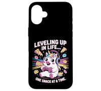 Salire di livello nella vita uno spuntino alla volta Unicorn Gamer Custodia per iPhone 16 Plus