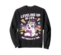 Salire di livello nella vita uno spuntino alla volta Unicorn Gamer Felpa