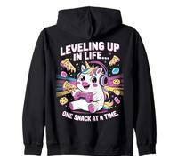 Salire di livello nella vita uno spuntino alla volta Unicorn Gamer Felpa con Cappuccio