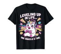 Salire di livello nella vita uno spuntino alla volta Unicorn Gamer Maglietta