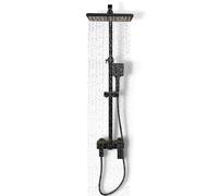 SALISCENDI DOCCIA ASTA MISCELATORE SOFFIONE DOCCETTA INOX SET DOCCIA BAGNO NERO