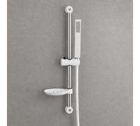 Saliscendi doccia bianco con doccino portasapone flessibile 150 cm asta 60 cm