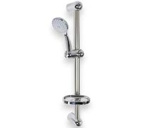 Saliscendi Doccia Cromato 60 cm con Soffione Multigetto Ø8 cm e Portasapone 6913