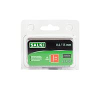SALKI | Chiodi pin zincati da 0,6 mm | Blister da 3000 pezzi | Chiodi senza testa da 15 mm per pinzatura pneumatica | Compatibili con chiodatrici pneumatiche JSI-12 mm | Finitura grigia resistente