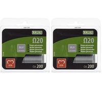 SALKI - Graffe per Recinzioni Ω20, Blister da 200 Graffe Anellate Zincate, Diametro 2 mm, Colore Acciaio (Confezione da 2)