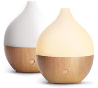 SALKING Diffusore di Oli Essenziali, 100ml Diffusore aromatico a grana di legno, Ultrasuoni Aromaterapia Diffusore con Luce bianca calda, Diffusore per Oli Essenziali Senza BPA 2pz