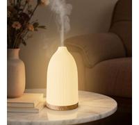 SALKING Diffusore di Oli Essenziali 100ml, Diffusore Profumo Ambiente Elettrico 8 LED, Vaporizzatore Oli Essenziali a Ultrasuoni Senza BPA, per Casa, Yoga e Ufficio, Effetto Legno Chiaro