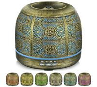 Salking Diffusore di Oli Essenziali 500mL in Metallo, Umidificatore Ambiente per Aromaterapia, Profumatore per Ambienti, Lampada con 7 Colori in Stile Vintage, senza BPA, Casa, Ufficio o Yoga
