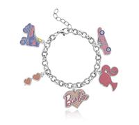 SALLY ROSE Barbie - Braccialetto da donna con ciondolo con licenza ufficiale, 15,2 cm + 2,5 cm, alla moda, senza pietre preziose, alla moda, senza pietre preziose, alla moda, senza pietre preziose, 7