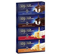 Sally Williams World's Finest Torrone al miele, varietà di barrette di torrone in cioccolato fondente, cioccolato al latte, mandorle e macadamia, 4 x 50 g