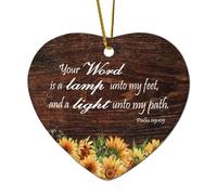 Salmo 119:105 Your Word Is A Lamp Unto My Feet And A Light Unto My Path Cuore Citazioni Ceramica Ornamento di Natale per la decorazione dell'albero di Natale Divertente Vacanza Ricordo Capodanno
