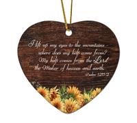 Salmo 121:1 2 I Lift My Eyes Up to The Hills Where Does My Help Come From The Lord Maker Heaven E Ornamento a forma di cuore in ceramica per albero di Natale Decorazione Citazioni Natale Memorial