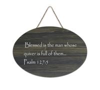 Salmo 127:5 Blessed Is The Man Whose Quiver Is Full of Them Cartello in legno 15,2 x 25,4 cm Bibbia Arte da parete Rustico Casale Appeso Targhe in legno per porta d'ingresso Soggiorno Cucina