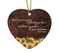 Salmo 13:5 Wall Art But I Trust in Your Unfailing Love; My Heart Rejoices in Your Salvation Citazioni a forma di cuore in ceramica ornamento di Natale per la decorazione dell'albero di Natale