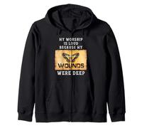 Salmo 147:3 Il Mio culto è Forte perché Le ferite Erano Profonde Felpa con Cappuccio