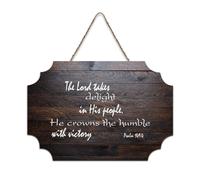 Salmo 149:4 Arte da parete, Il Signore prende gioia nel suo popolo, incorona l'umile con la vittoria cartello in legno 15,2 x 25,4 cm Bibbia da parete targhe in legno per porta d'ingresso, soggiorno