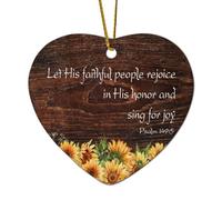 Salmo 149:5 Wall Art, Let The Faithful People Rejoice in His Honor And Sing for Joy Citazioni a forma di cuore in ceramica ornamento di Natale per albero di Natale decorazione divertente festa ricordo