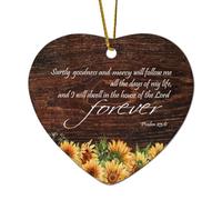 Salmo 23:6 Surely Goodness And Mercy Will Follow Me All The Days of My Life And I Will Dwell in The Heart Citazioni Ornamento di Natale in ceramica per albero di Natale Decorazione ricordo Regali di