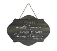 Salmo 57:9 I Want to Make Music to Praise You Among The Nations Cartello in legno 15,2 x 25,4 cm Bibbia Arte da parete Rustico Casale Appeso Targhe in legno per porta d'ingresso Soggiorno Cucina