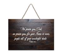 Salmo 75:1 Wall Art, We Praise You, God, We Praise You, for Your Name Is Near; People Tell of Your W Cartello in legno 6x10 Bibbia Wall Art Targhe in legno per porta d'ingresso Soggiorno Cucina Decor
