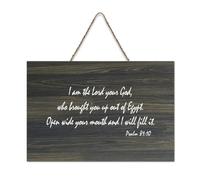 Salmo 81:10 Decorazione da parete "I Am The Lord Your God Who Brought You Up Out of Egypt Open Wide Your Mouth Hanging Wall Placca in legno rustico da parete cartelli artistici in legno poster