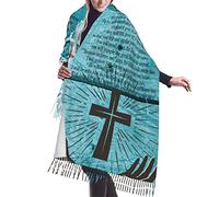 Salmo 91 Egli Mi Invocherà E Io Risponderò Versetto Ready Hands Crosses Sciarpe Lunghe Da Donna Elegante Invernale Sciarpe Scialle Morbido Foulard Con Nappe