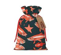 Salmon - Borsa a tracolla natalizia con coulisse, 21 x 30 cm, robusta borsa per regali e oggetti essenziali per l'uso quotidiano