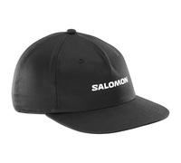 Salomon LOGO FLAT CAP, Breathable Running Cap Unisex, Trail Running, Hiking, Outdoor Sports, Flat Bill Style, Deep Black