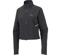 Salomon - Giacca corta antivento con mezza zip - Sense Aero Hybrid Crop Pullover W Deep Black in Pelle - Taglia XS - Nero