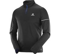 Salomon L40112800 Felpa Sportiva Agile HZ Mid, Mix Materiale Sintetico, Uomo, Nero/Blu (Black/Surf The Web), XL