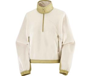 Salomon - Pile corto da donna con mezza zip - Chroma Fleece Crop HZ W Whisper White/Gray Green per Donne - Taglia M - Beige