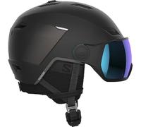 Salomon PIONEER LT VISOR casco, casco sci e snowboard unisex per trail running, sicurezza in montagna e sport outdoor, Black/Un ML Blue, S