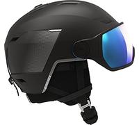 Salomon PIONEER LT VISOR casco, casco sci e snowboard uomo per trail running, sicurezza in montagna e sport outdoor, Black/Un ML Blue, M