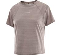 Salomon - T-shirt da corsa stretch e leggero - Shakeout Air Cropped SS Tee W Iron per Donne - Taglia L - Beige