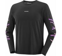 Salomon - T-shirt da running leggero e con asciugatura rapida - Shakeout Core LS Tee GFX M Deep Black per Uomo - Taglia S - Nero