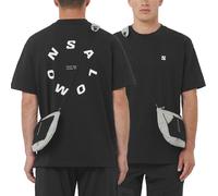 Salomon - T-shirt urbana in cotone biologico stretch a maniche corte - Round Logo Graphic Deep Black per Uomo in Cotone - Taglia L - Nero