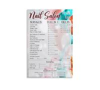 Salon Reception Decor Nail Price List and Service Menu Poster Canvas Wall Art(Framed,08x12inch(20x30cm))