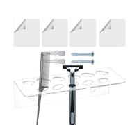Salon Tool Holder, Shear Organizer, 7.48x3.46x2.17 Inches Acrylic Wall Rack, Clear 11-Slot Storage Display, Compact Space-Saving Stand for Hairdresser Classroom Stylist Shop Bedroom Kitchen Supplies