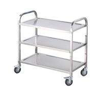 Salone carrello su ruote in acciaio inossidabile inossidabile carrello a 3 livelli commerciale mobile mobile carrello da cucina multifunzionale extra grande parrucchiere 3-layer 95 * 50 * 93cm